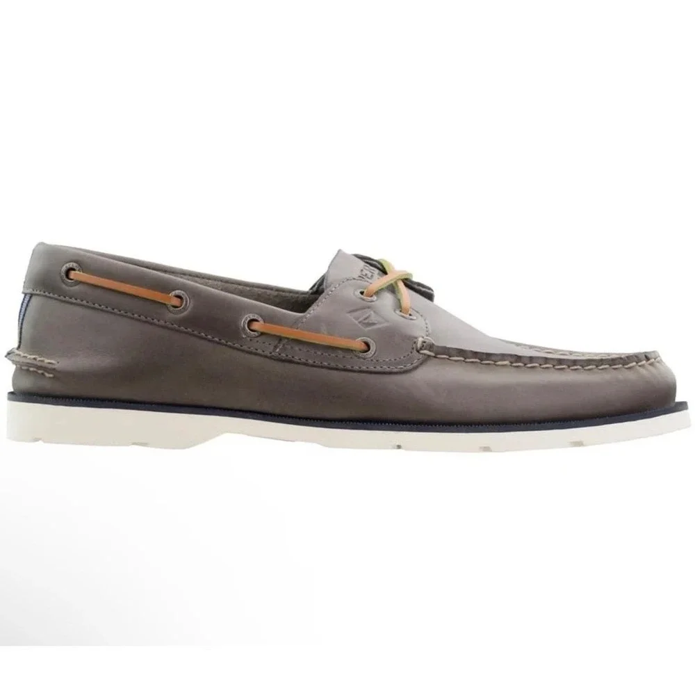 Sperry Top-Sider Mens 7.5‎ Grey Leather Authentic Original Boat Shoes STS18833